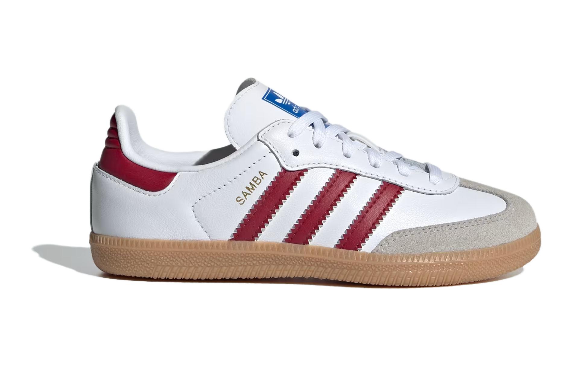 Adidas Samba OG Cloud White Collegiate Burgundy Gum PS Adidas Originals, Белый Красный — фото 2