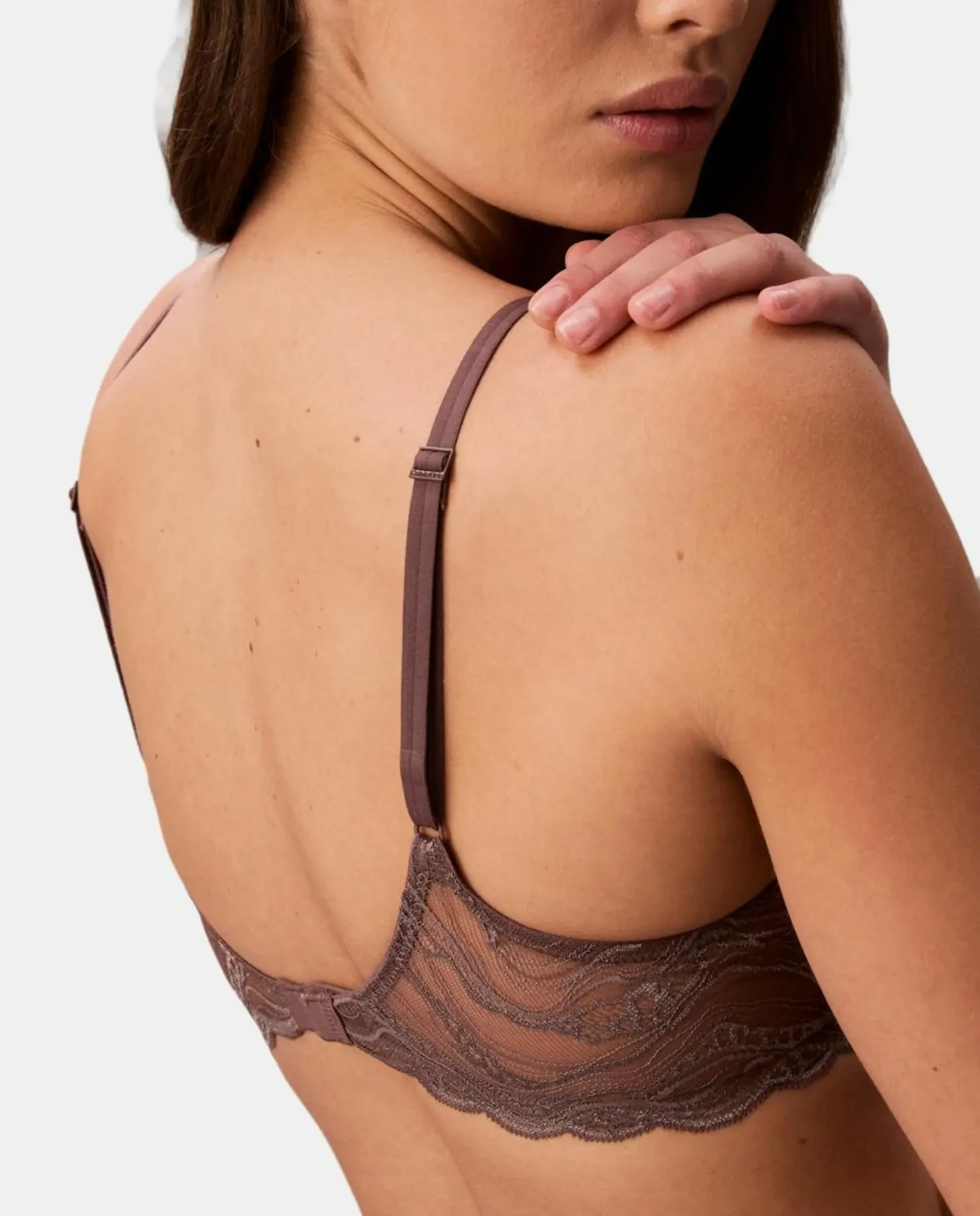 Глубокий кружевной бюстгальтер SENSUAL STRETCH LACE Calvin Klein, коричневый — фото 3