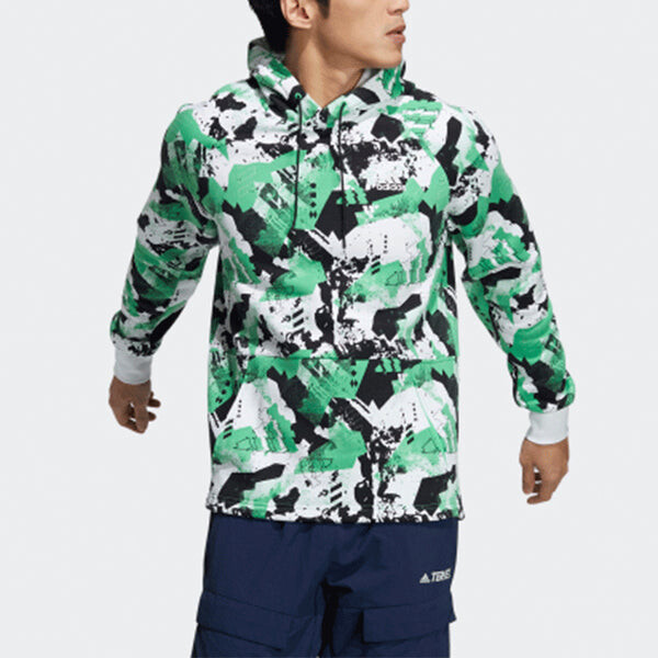 Толстовка adidas Snw Gfx Hoody Funny Pattern Pullover Sports Couple Style Green, зеленый — фото 2