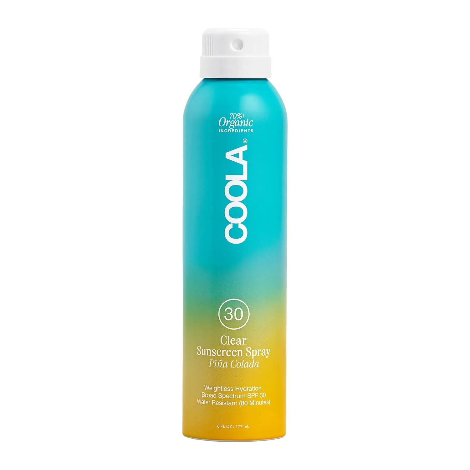 Солнцезащитный спрей COOLA Organic Sunscreen SPF 30, протестирован дерматологами, обеспечивает ежедневную защиту кожи, подходит для веганов и не содержит глютена, вкус «Пина Колада»., 6 Fl. Oz.
