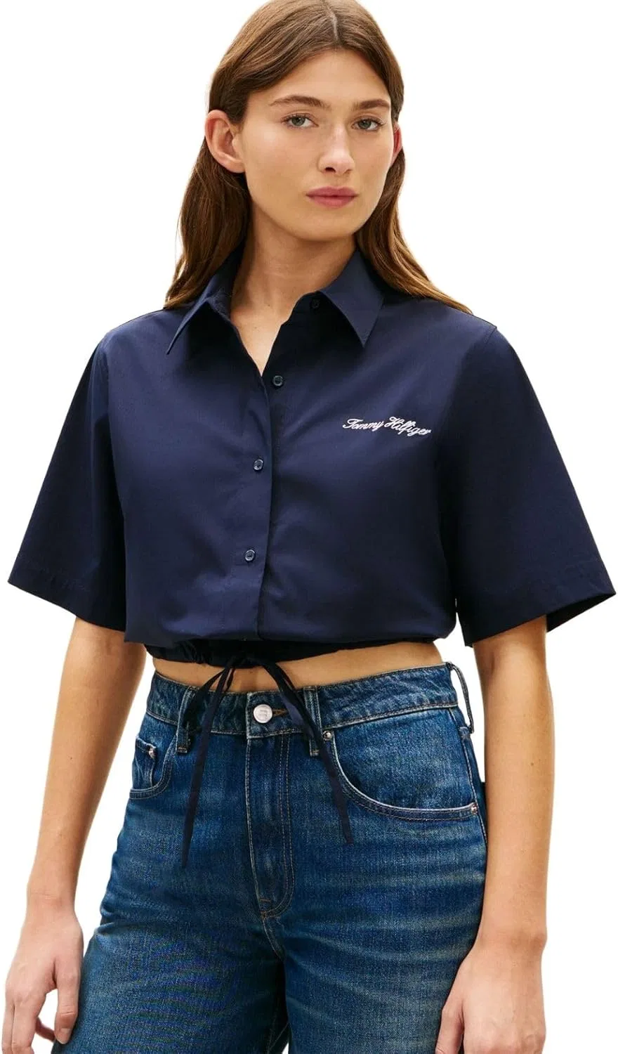 Блуза поплиновая с коротким рукавом WW49364, Tommy Hilfiger, мультиколор