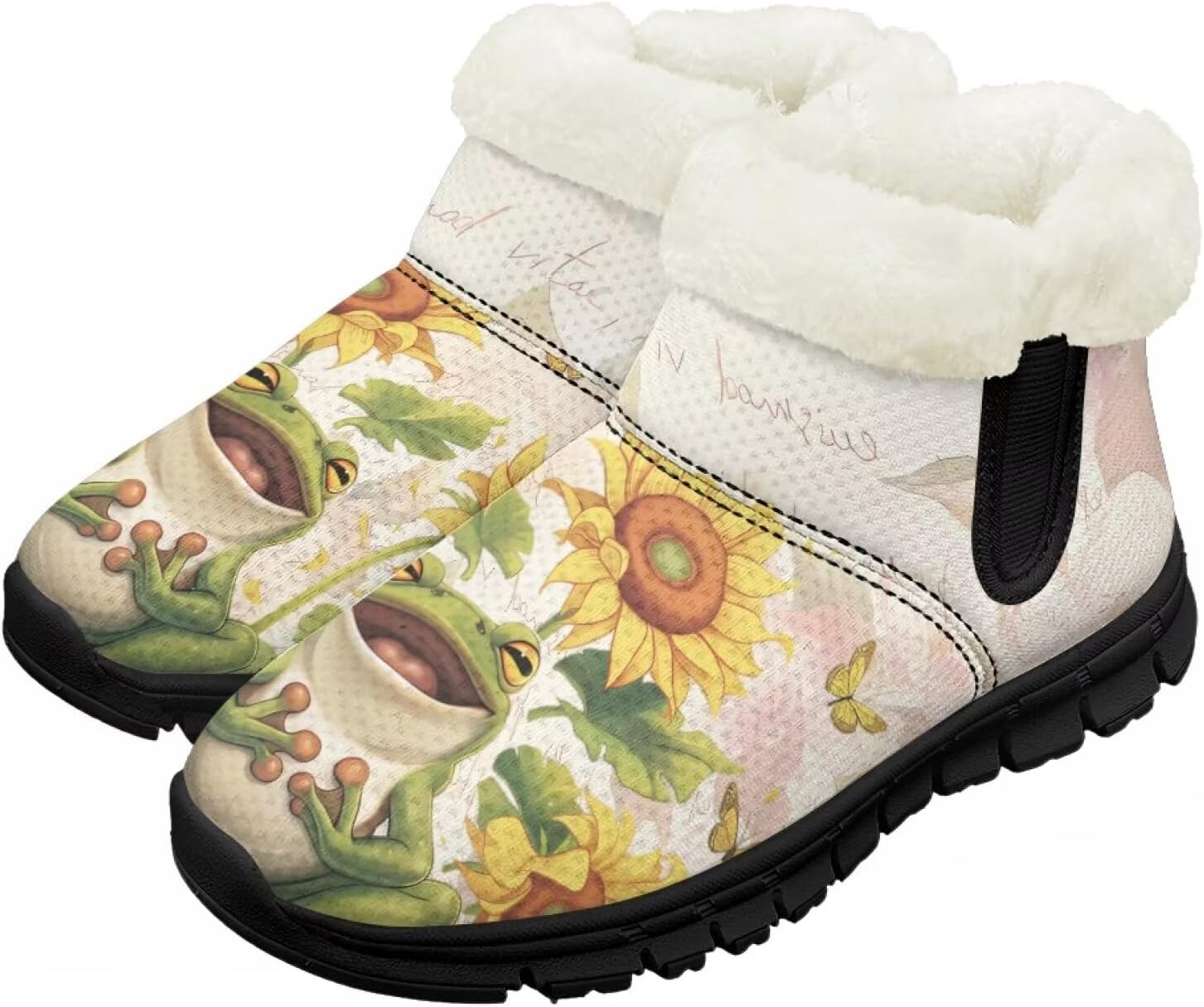 

Детские зимние ботинки Chririnla для девочек и мальчиков, утепленные ботильоны на меху, легкие слипоны, Sunflower Frog