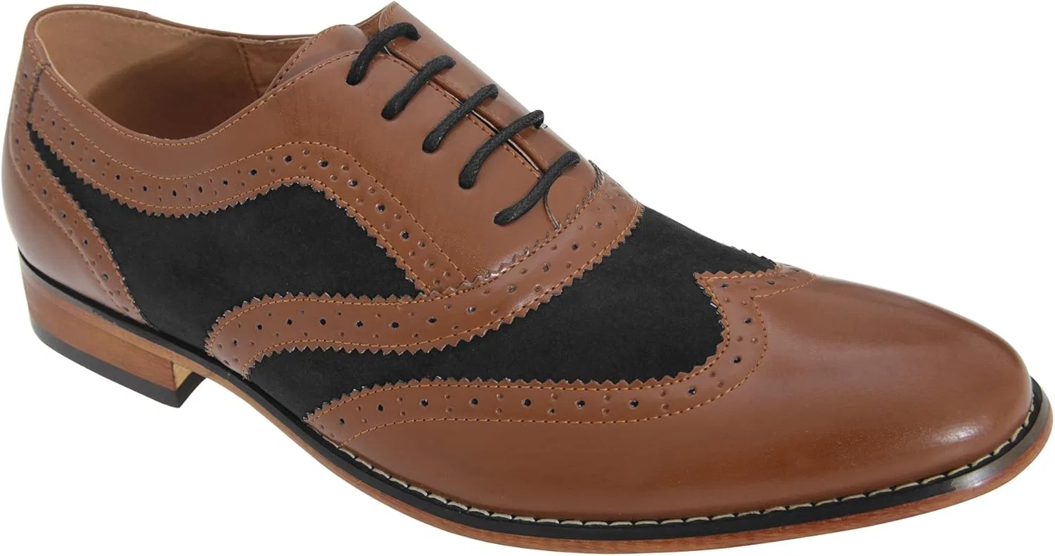Туфли Goor Gatsby Men's Designer Brogue Light Brown with Blue Insert Men's Shoes — фото 3