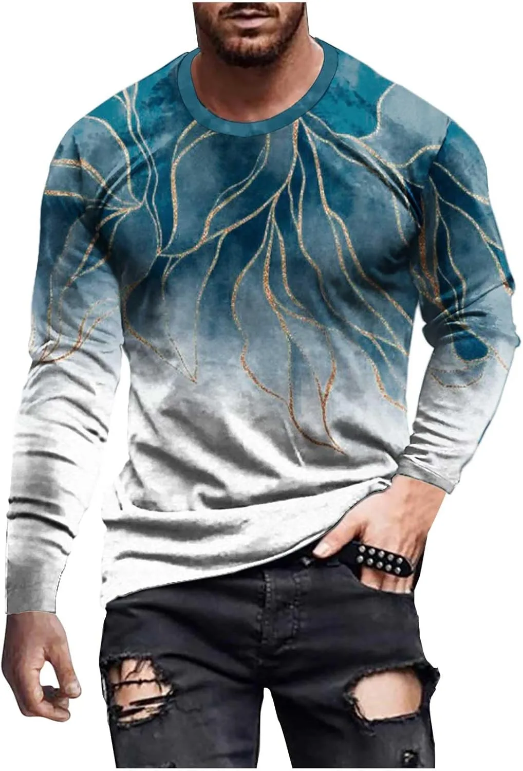 

Футболка с длинным рукавом Muscularfit с мраморным принтом