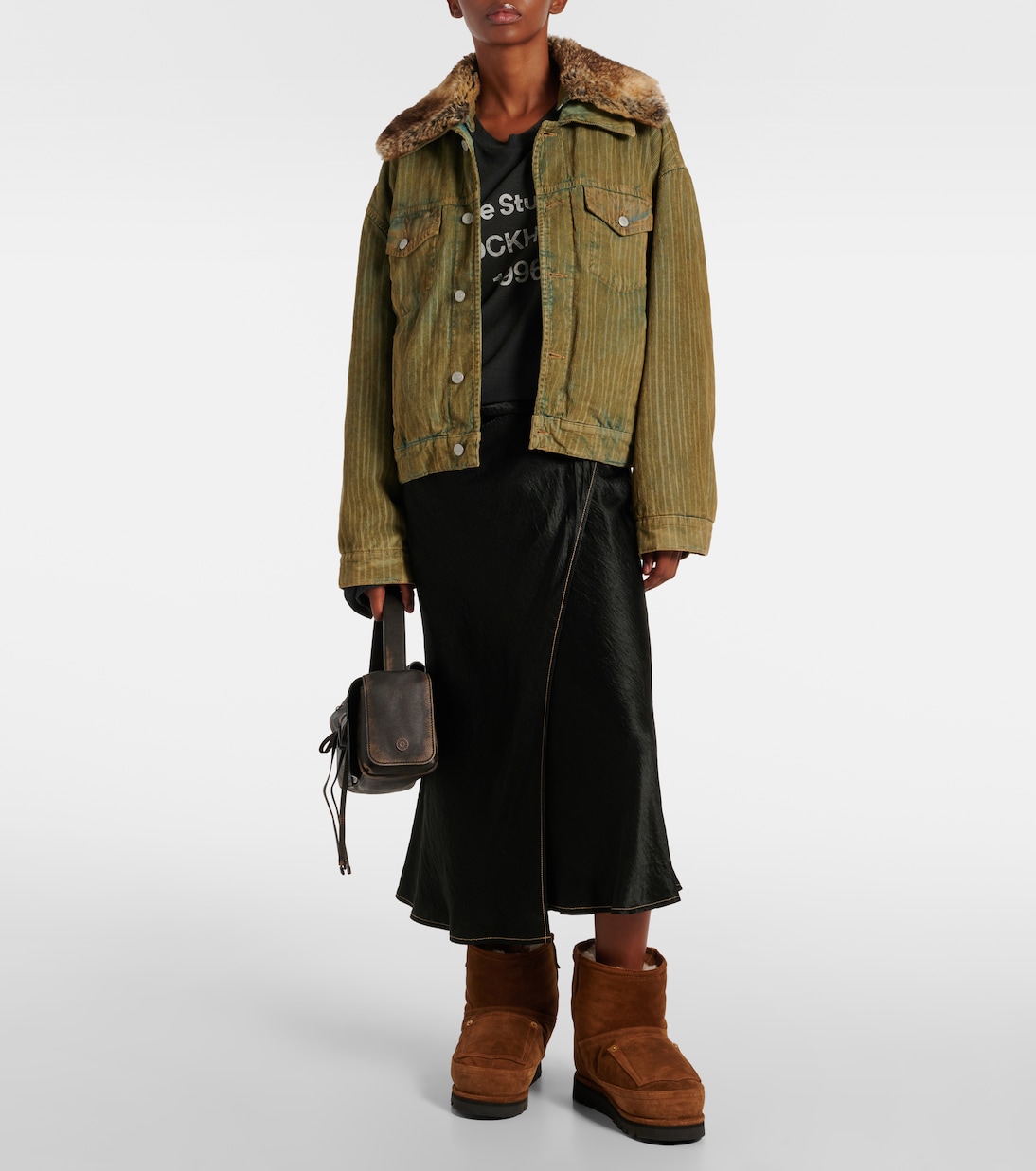 Ботильоны из кожи с подкладкой из овчины Acne Studios, Tobacco Brown — фото 3