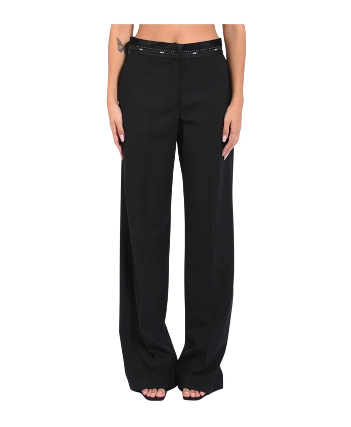 

Широкие шерстяные брюки Msgm, черный