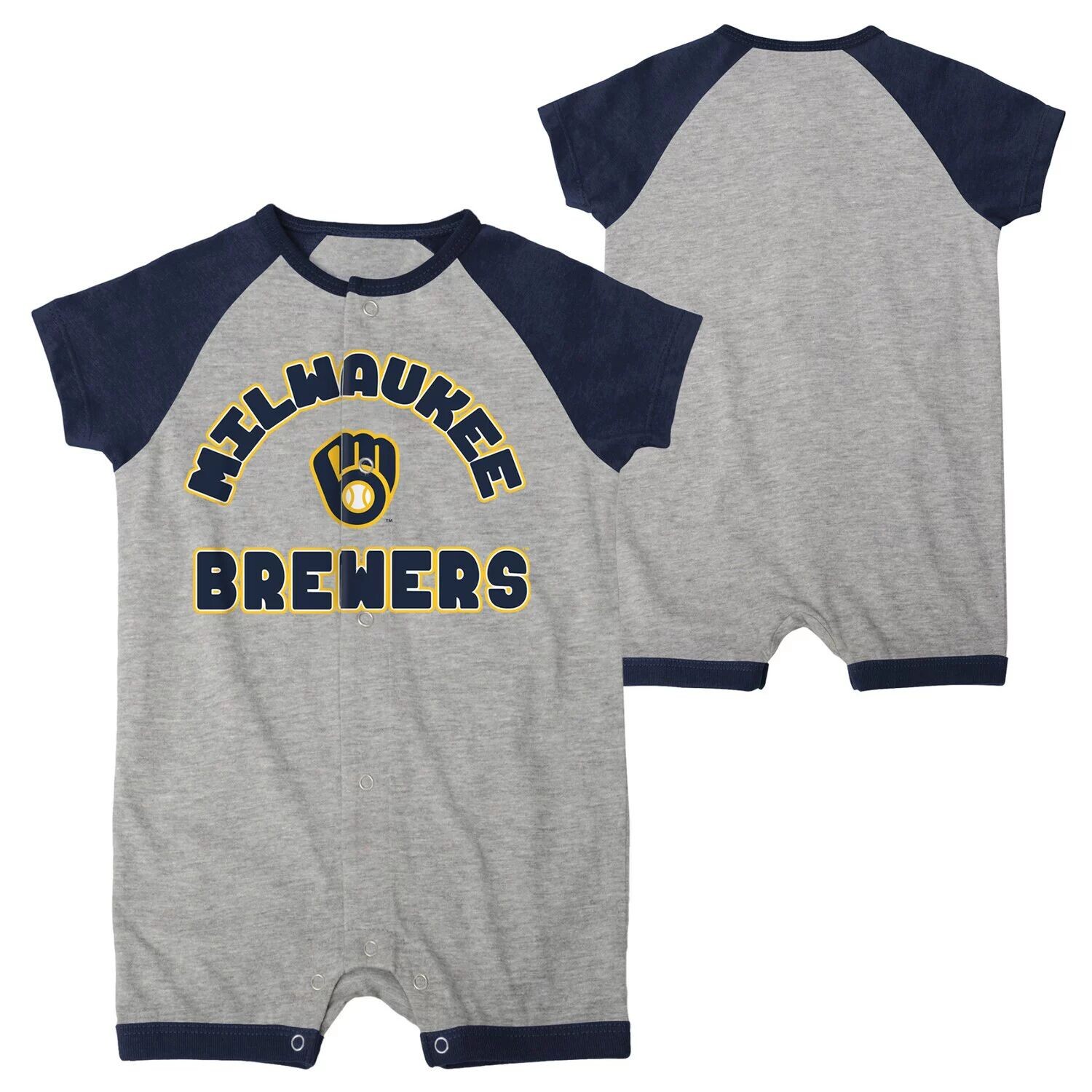 

Комбинезон с застежкой на пуговицы и реглан для младенцев Heather Grey Milwaukee Brewers Extra Base Hit Outerstuff