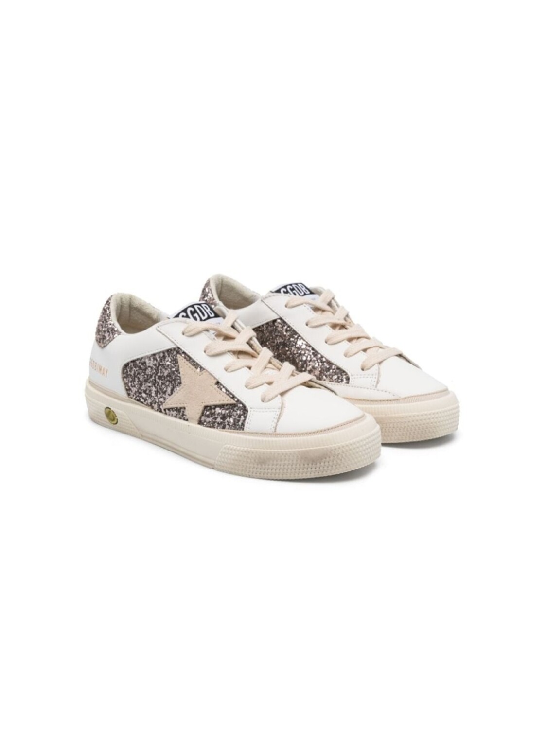 

Кеды для девочек Golden Goose Kids Super Star с блестящими вставками, белый
