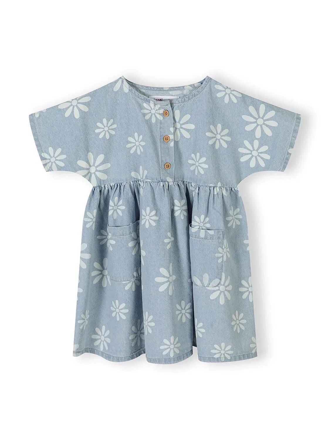Платье джинсовое с цветочным принтом Minoti, blue denim