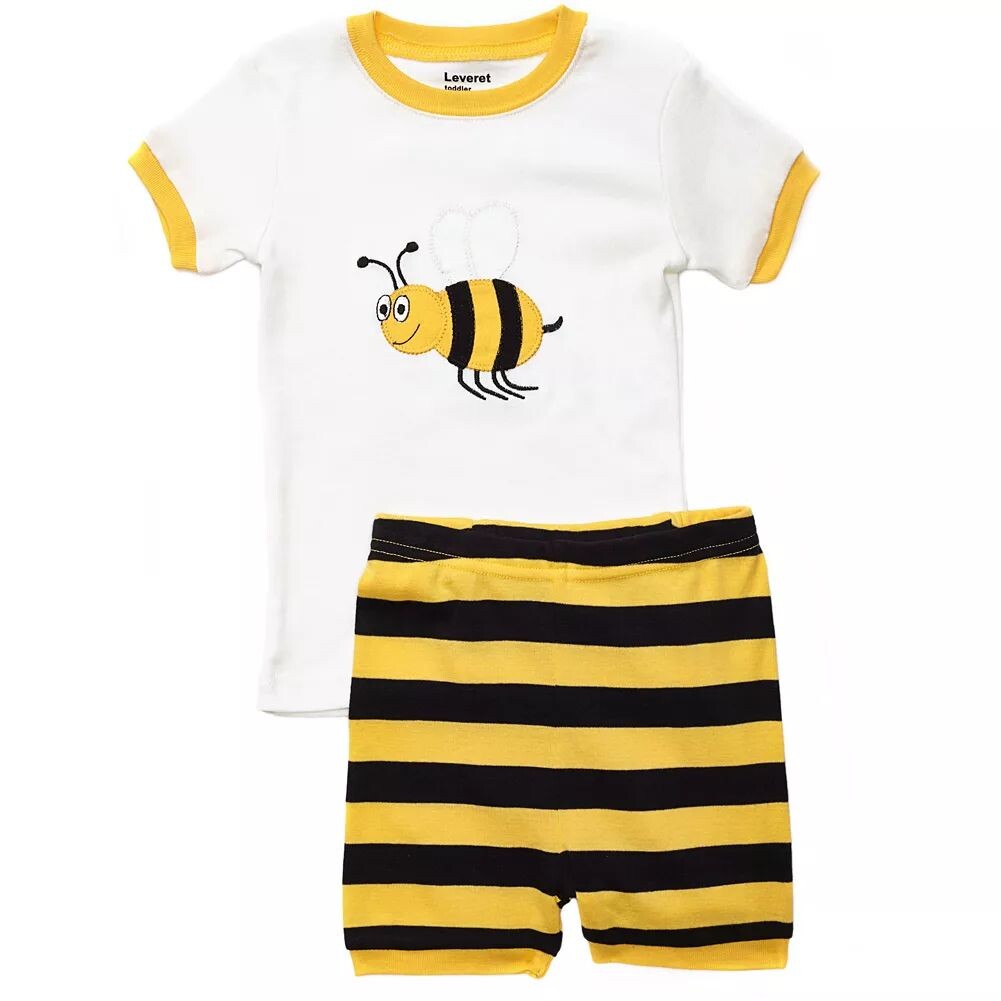 Детская хлопковая короткая пижама из двух предметов Leveret Bumble Bee Leveret — фото 2