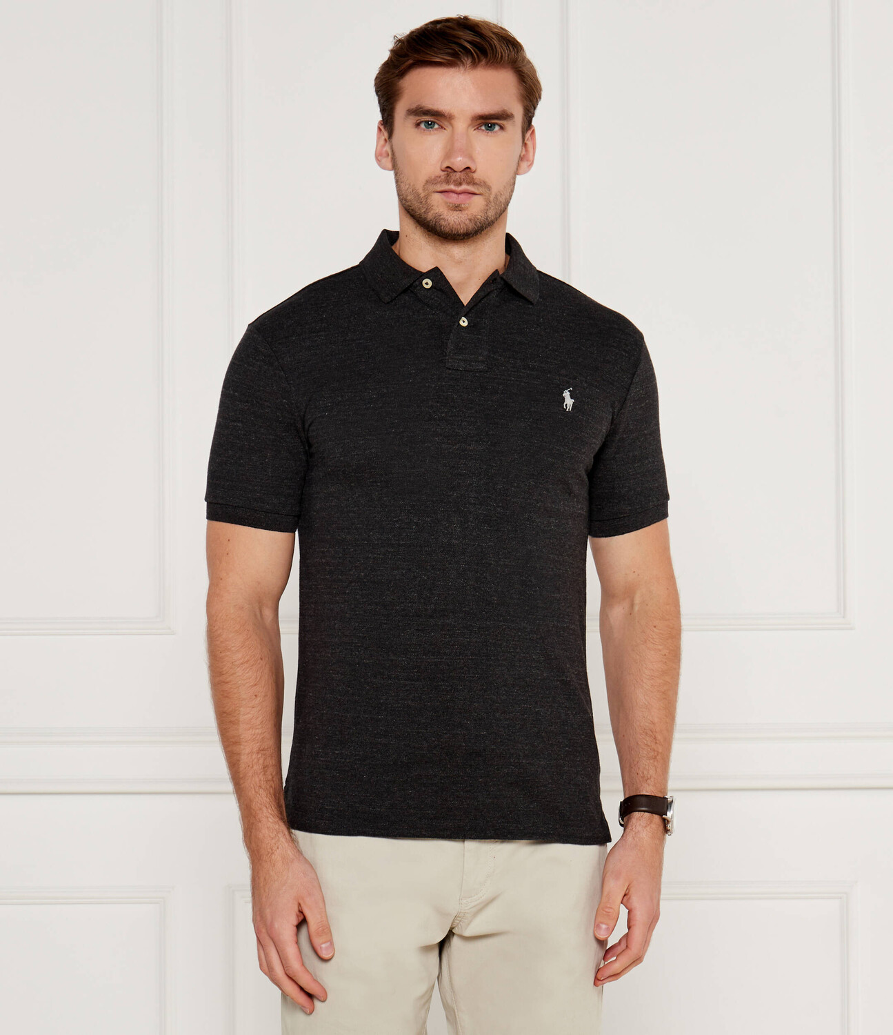 

Поло POLO RALPH LAUREN slim fit pique, черный