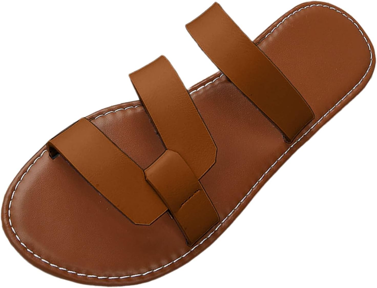 

Летние сандалии на плоской подошве для женщин 2025 года, с кольцом на палец, шлепки, легкие тапочки на липучке, удобные для дома и улицы, пляжные сандалии, пляжные сланцы, нарядные летние шлепанцы Generic, коричневый