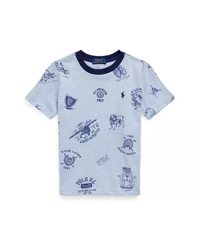 

Футболка с принтом для малышей и мальчиков Jersey Polo Ralph Lauren, синий