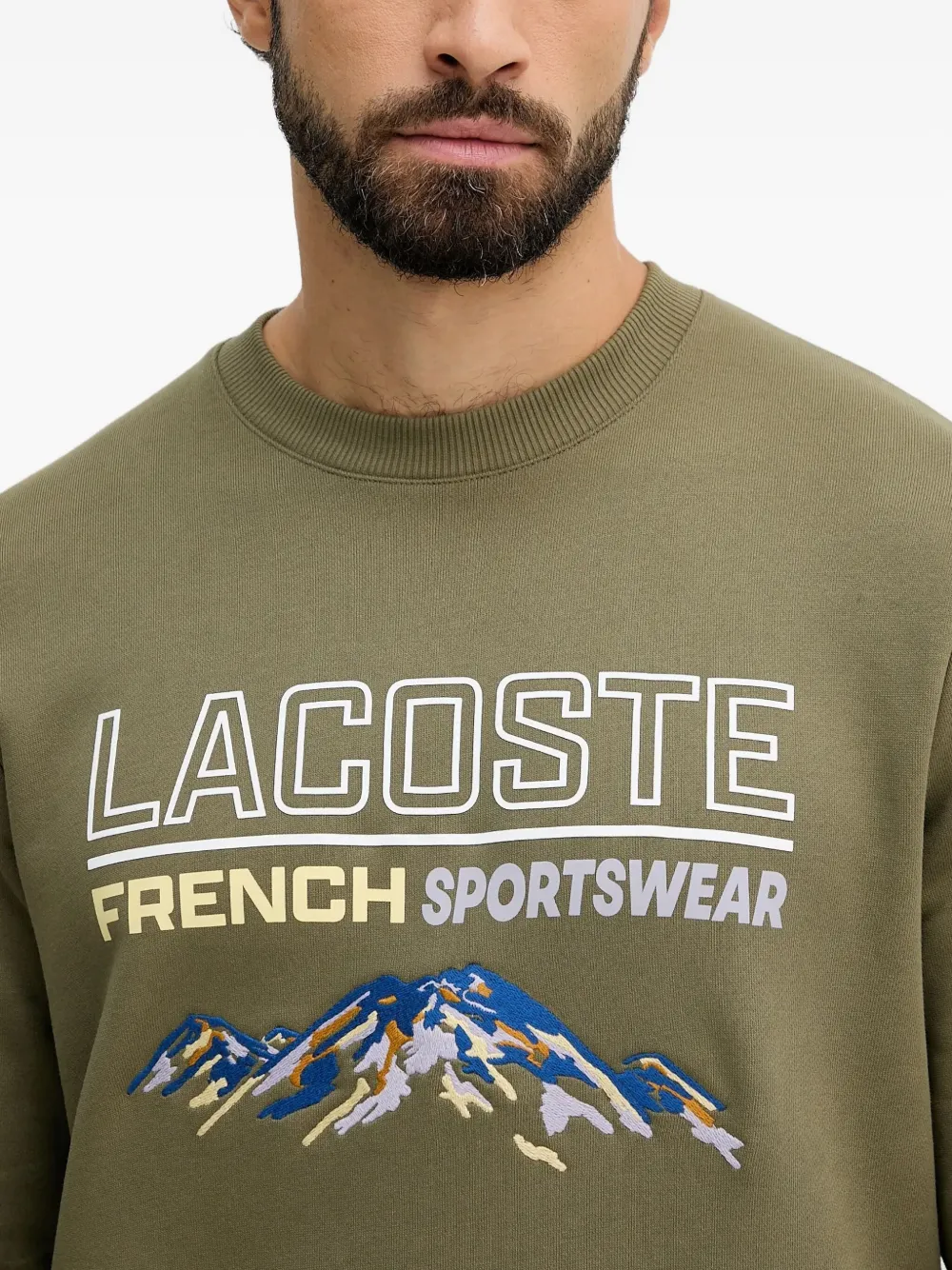 Свитшот с вышивкой и круглым вырезом Lacoste, зеленый — фото 4