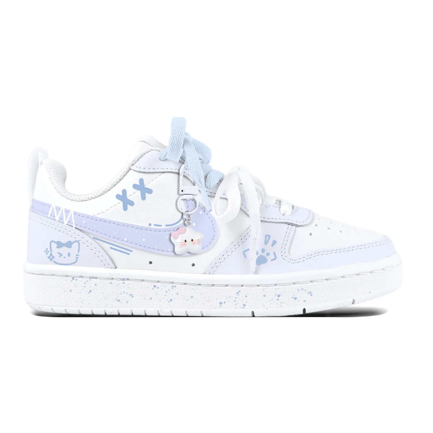 Кроссовки детские Nike Court Borough Soft Adorable Pink Blue Meow Mismatched белые — фото 4