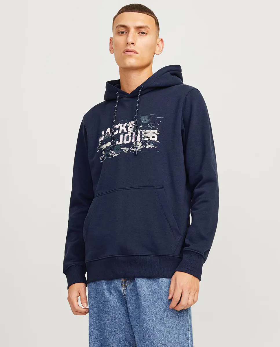 

Мужская толстовка с длинными рукавами и вышивкой спереди Jack & Jones, темно-синий