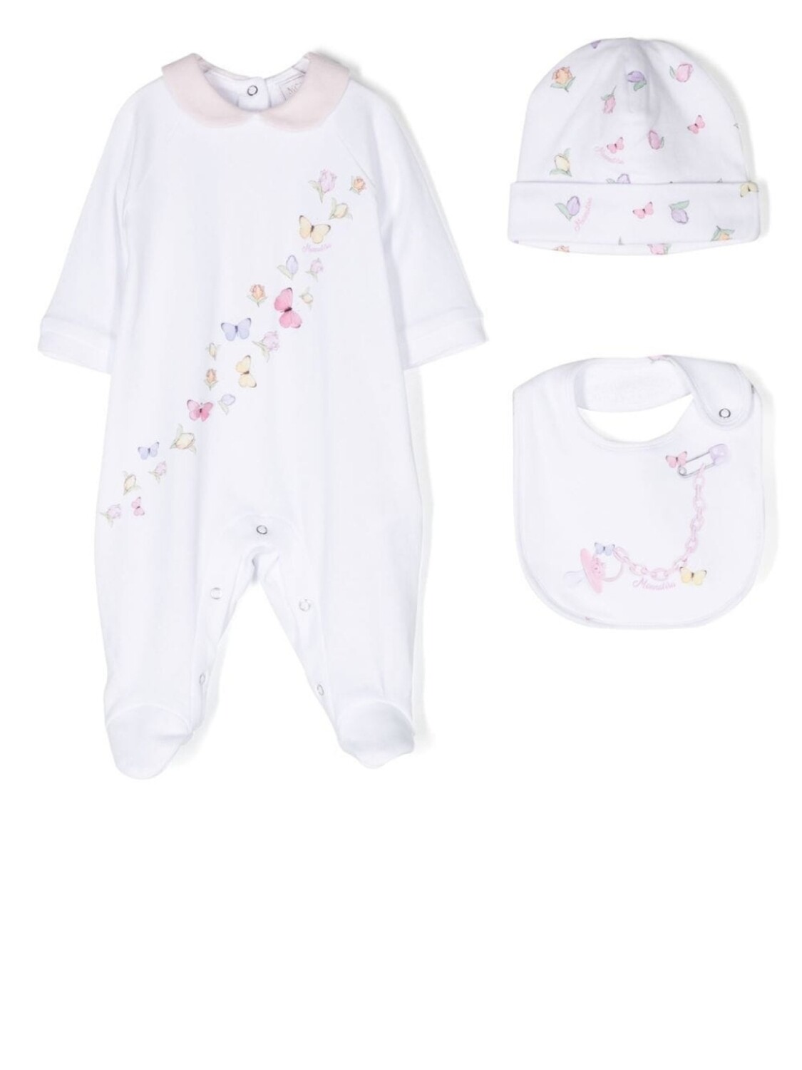 

Monnalisa butterfly-print babygrow set, белый