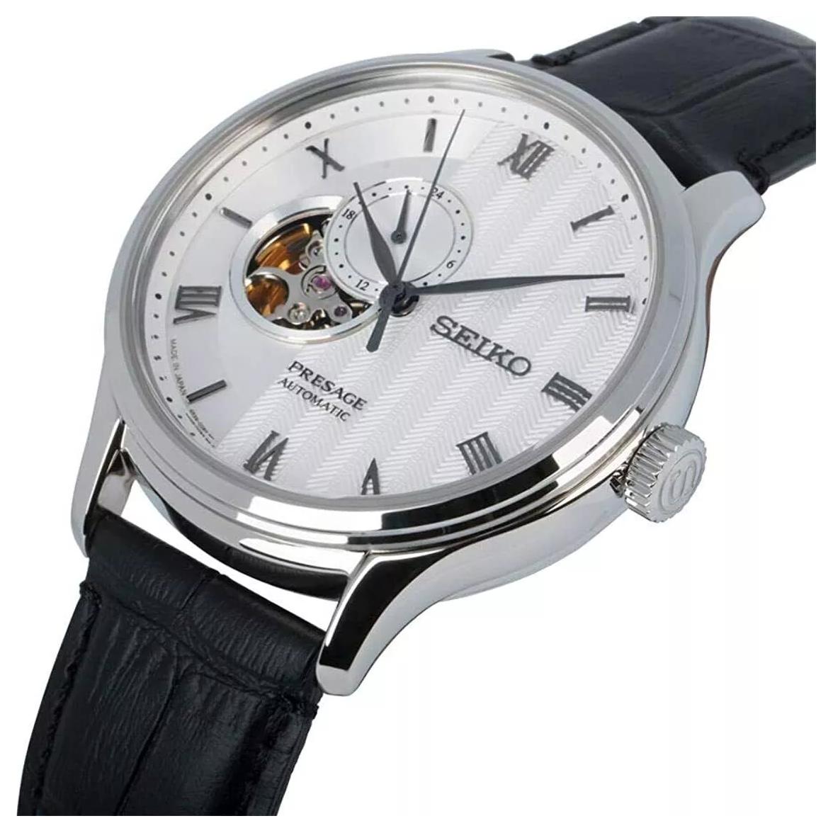 

Seiko Presage Series Механические часы с ручным заводом на кожаном ремешке Мужские часы с белым циферблатом