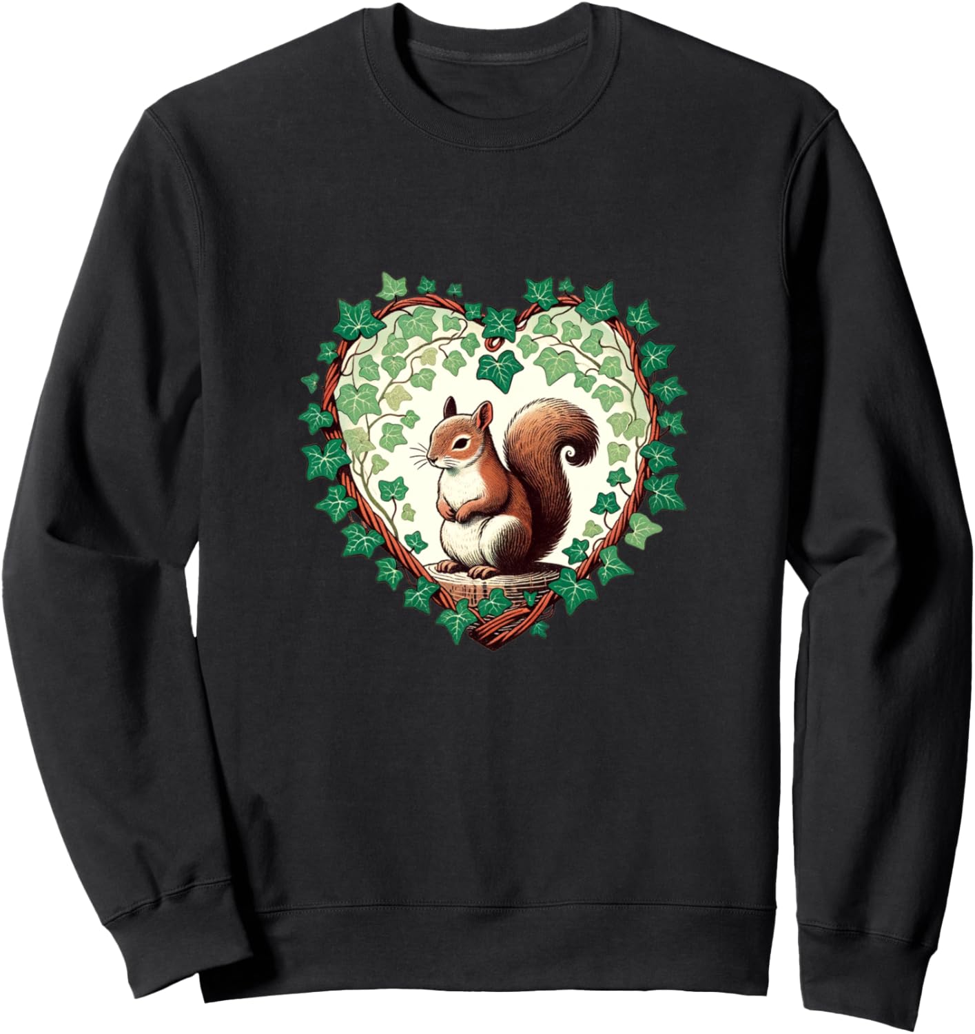 

Толстовка с изображением белки в стиле ретро и плюща Earth Day Red Squirrel, черный
