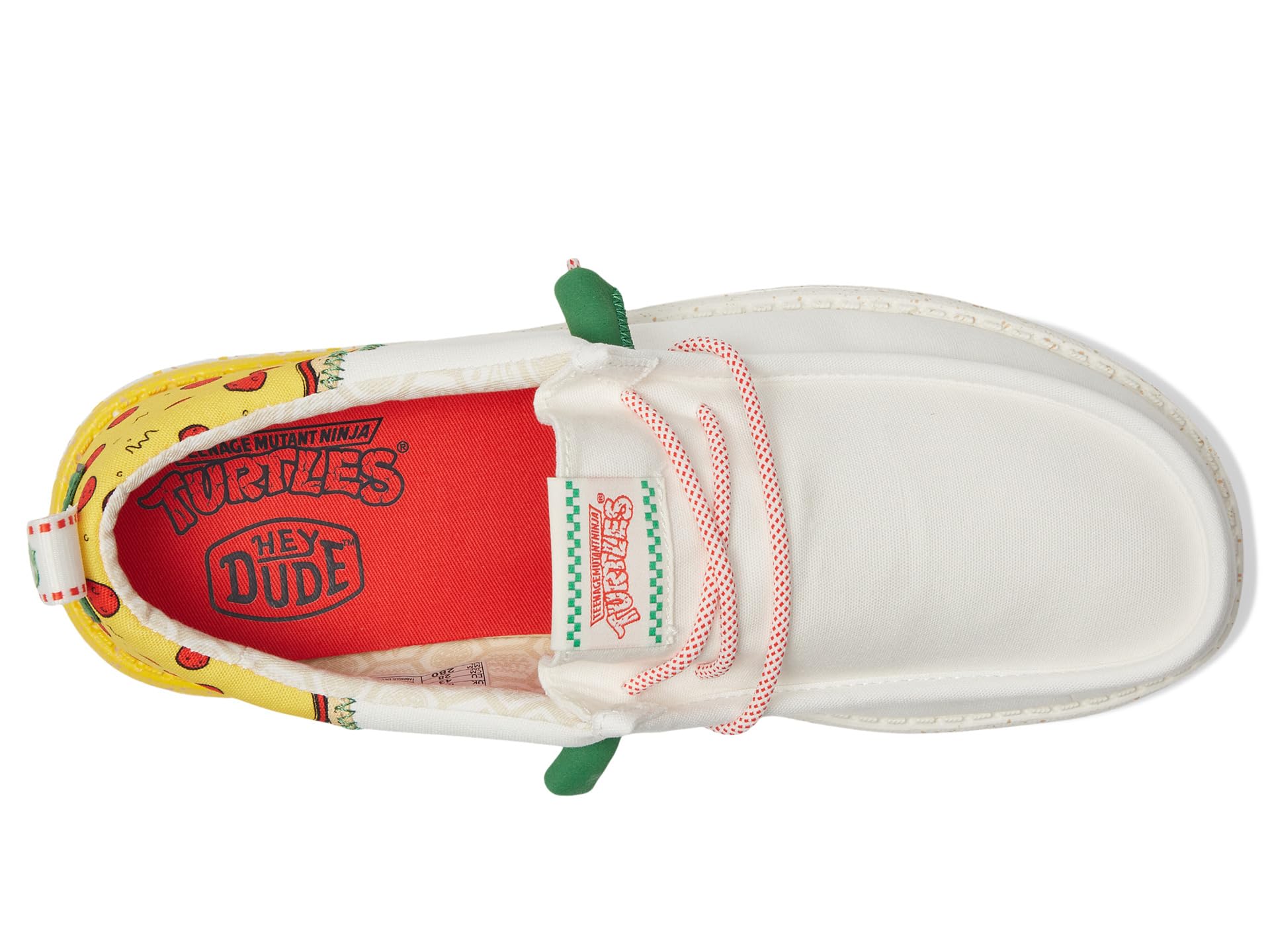 Кроссовки Hey Dude Wally Funk TMNT Pizza, цвет White/Red — фото 2