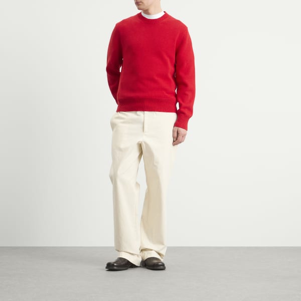 Джемпер с круглым вырезом из фактурного хлопка Jil Sander, Rouge — фото 4