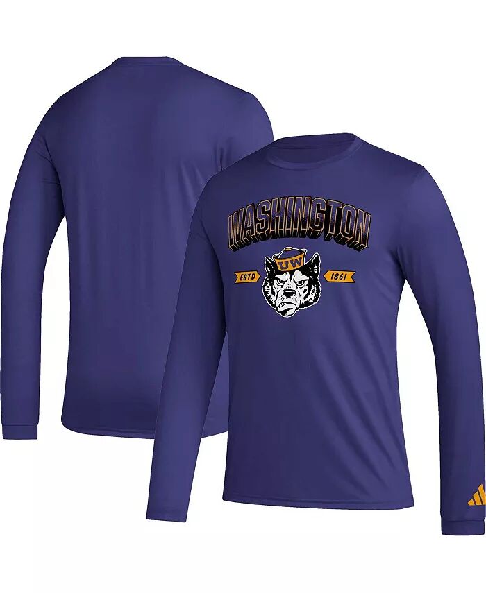 

Мужская фиолетовая футболка с длинным рукавом Washington Huskies Mighty Mascot Pregame adidas