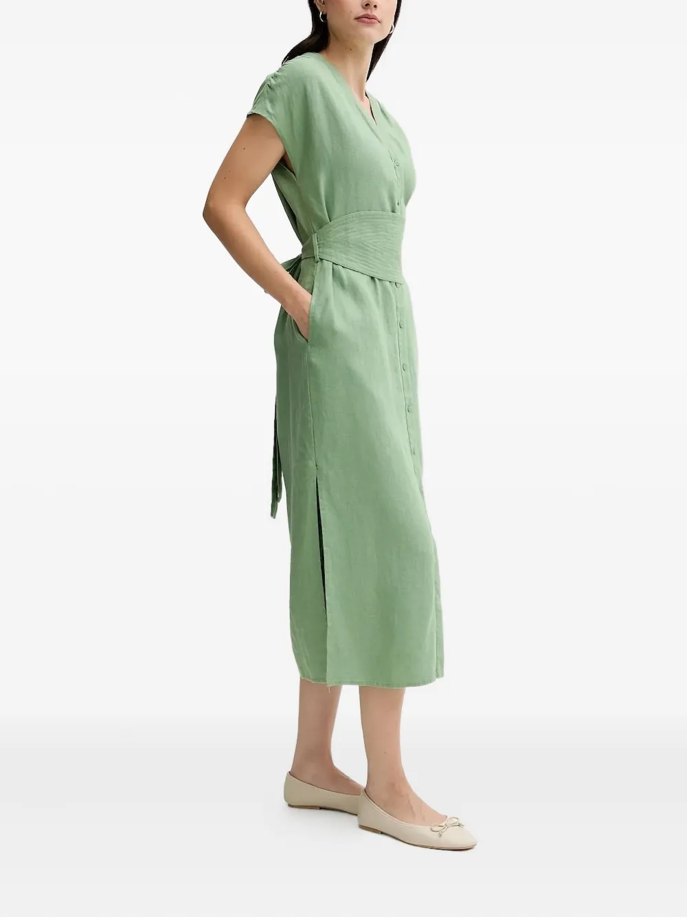 

Льняное платье с поясом Pedro Del Hierro, зеленый