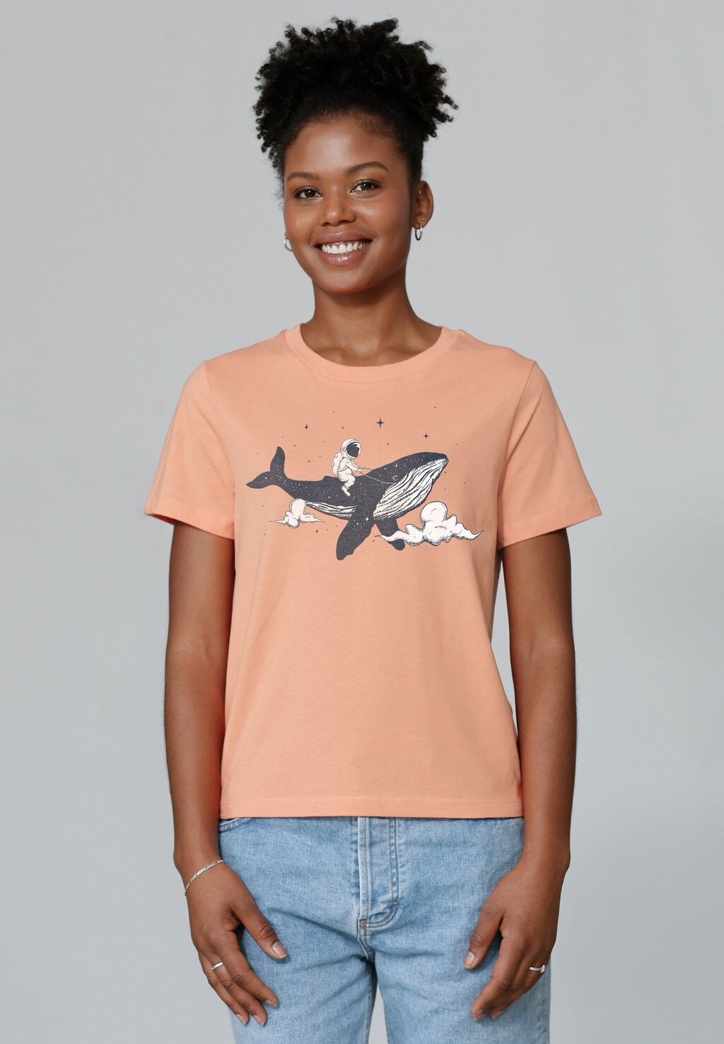 

Футболка с принтом SPACEWHALE watapparel, светло-розовый