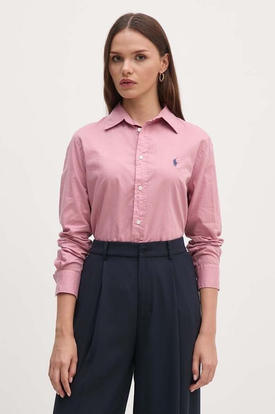 

Хлопковая рубашка Polo Ralph Lauren, розовый