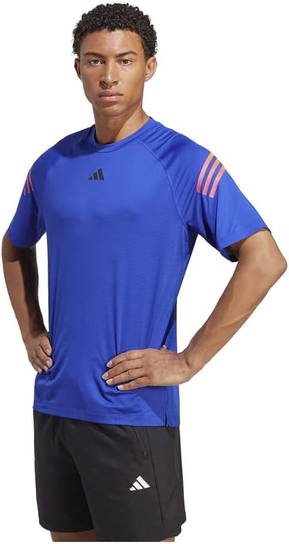Мужская тренировочная футболка Adidas Train Icons MMH28, с тремя полосками, ясно-синий — фото 3
