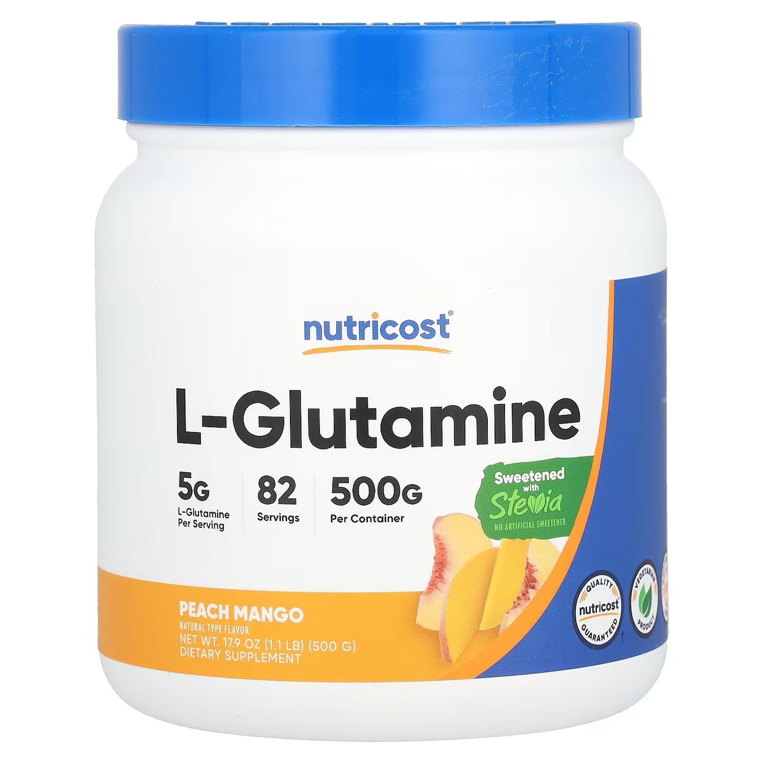 

Nutricost L-глутамин персик манго 17,9 жидких унций (500 г)