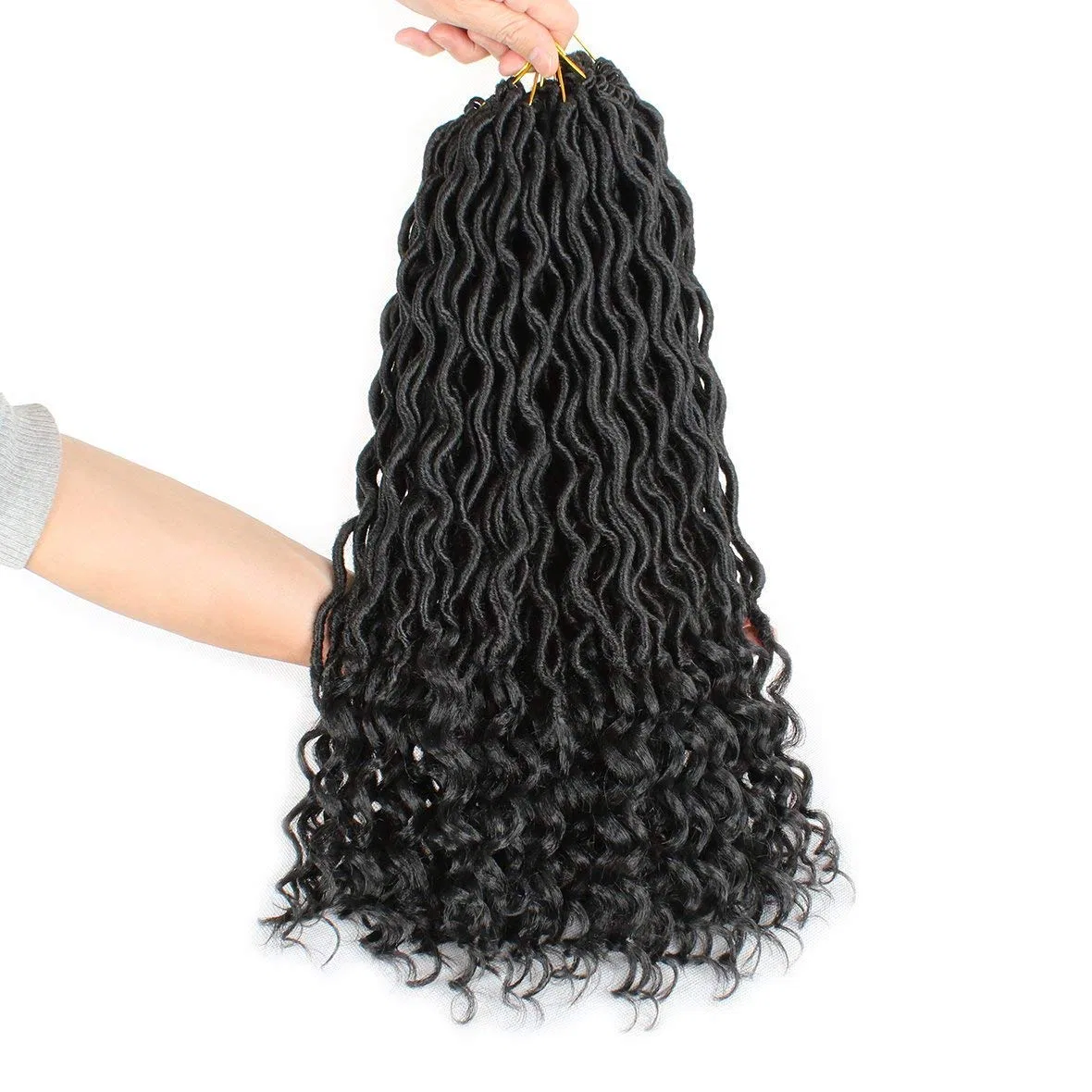 Искусственные дреды Xtrend Goddess Faux Locs с волнистыми концами, 18 дюймов, 6 упаковок Xtrend, 1B# — фото 3