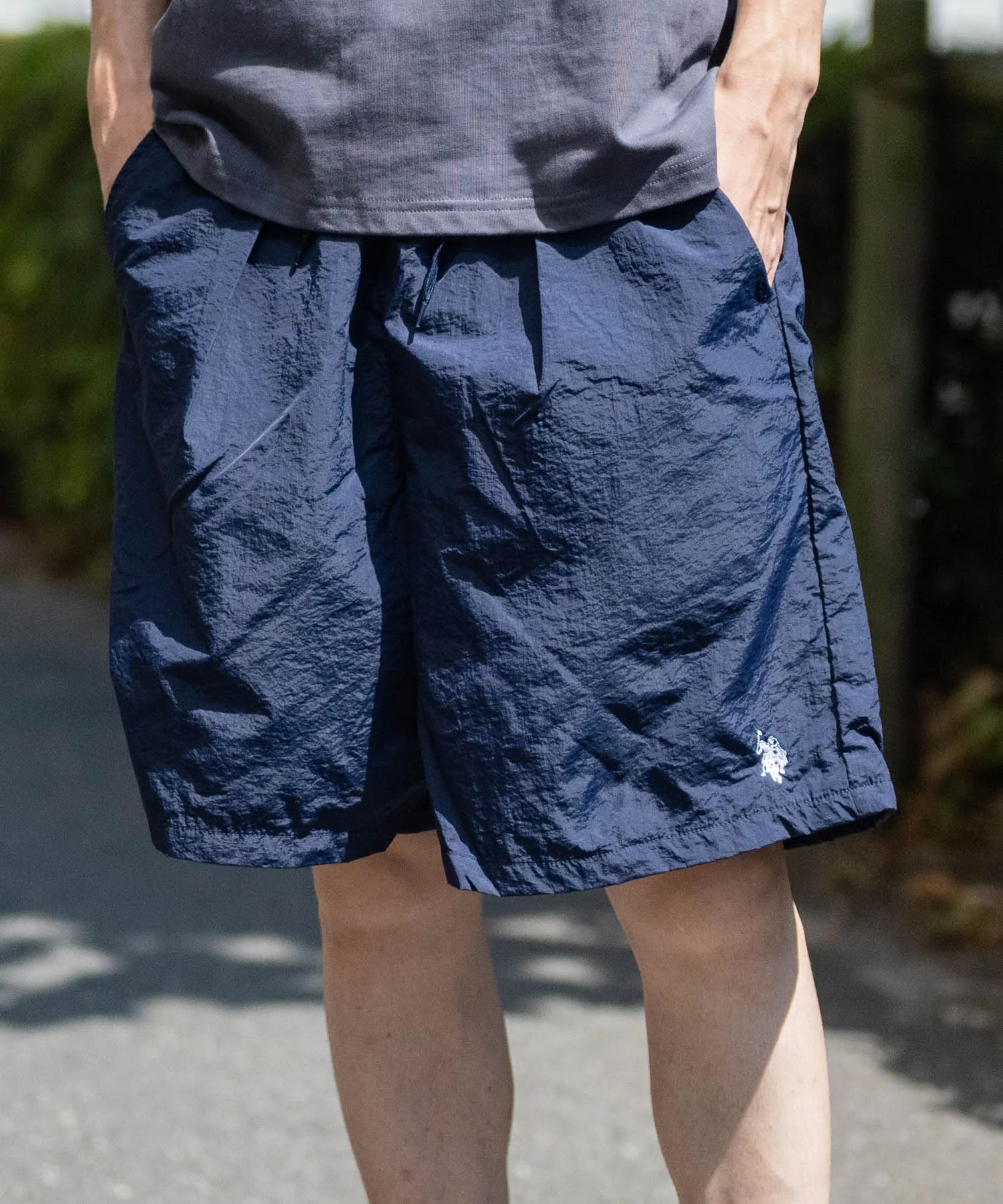Унисекс шорты широкие из нейлона с сеткой U.S. POLO ASSN. темно-синие
