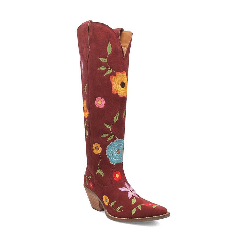 

Женские замшевые ботинки Dingo Flower Power, цвет Burgundy