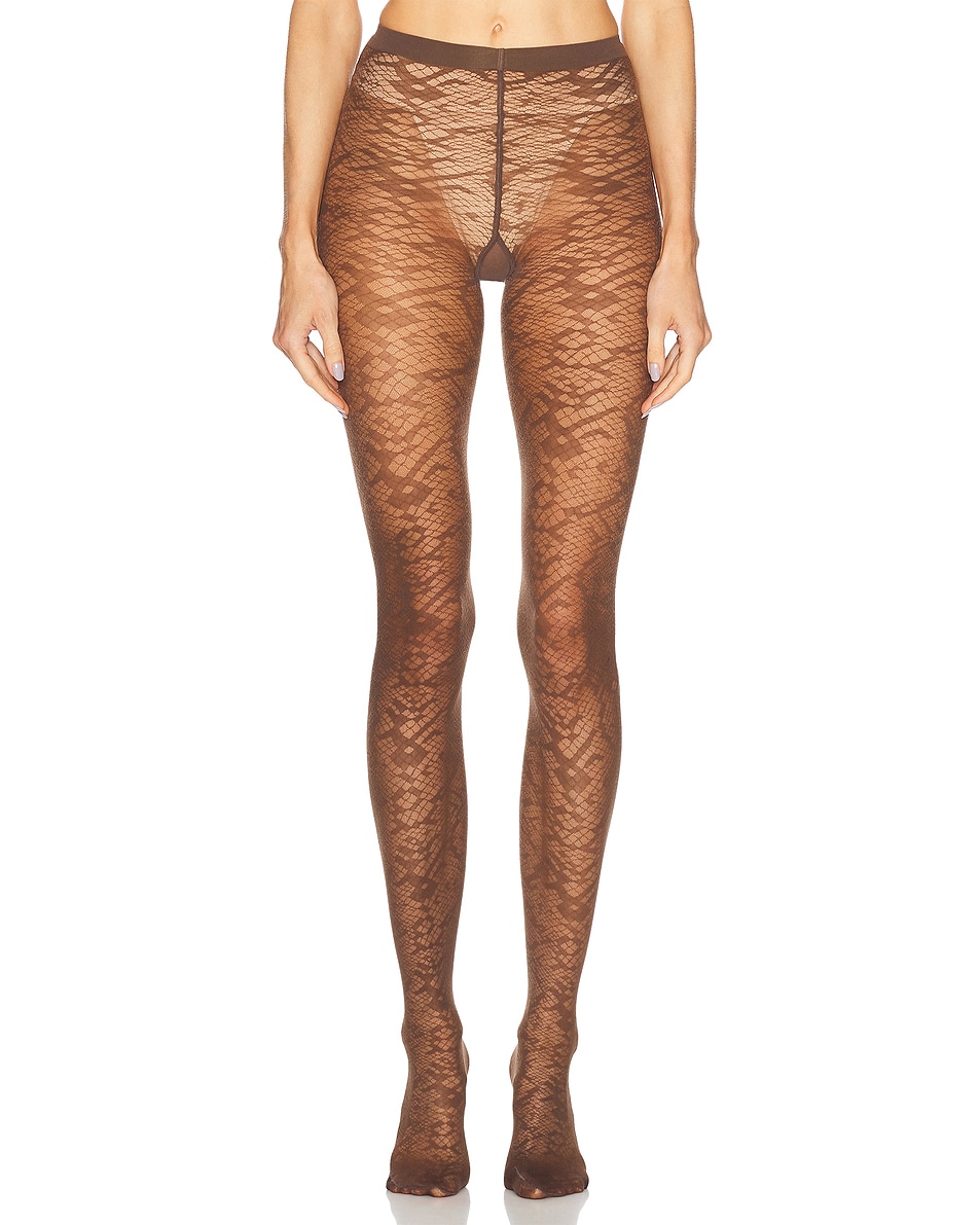

Змеиные жаккардовые колготки Wolford, Umber