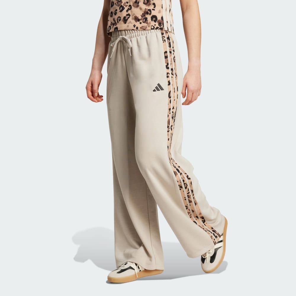 

Спортивные брюки Adidas Animal Print 3-Stripes Open Hem Pants, цвет Beige/Multicolor