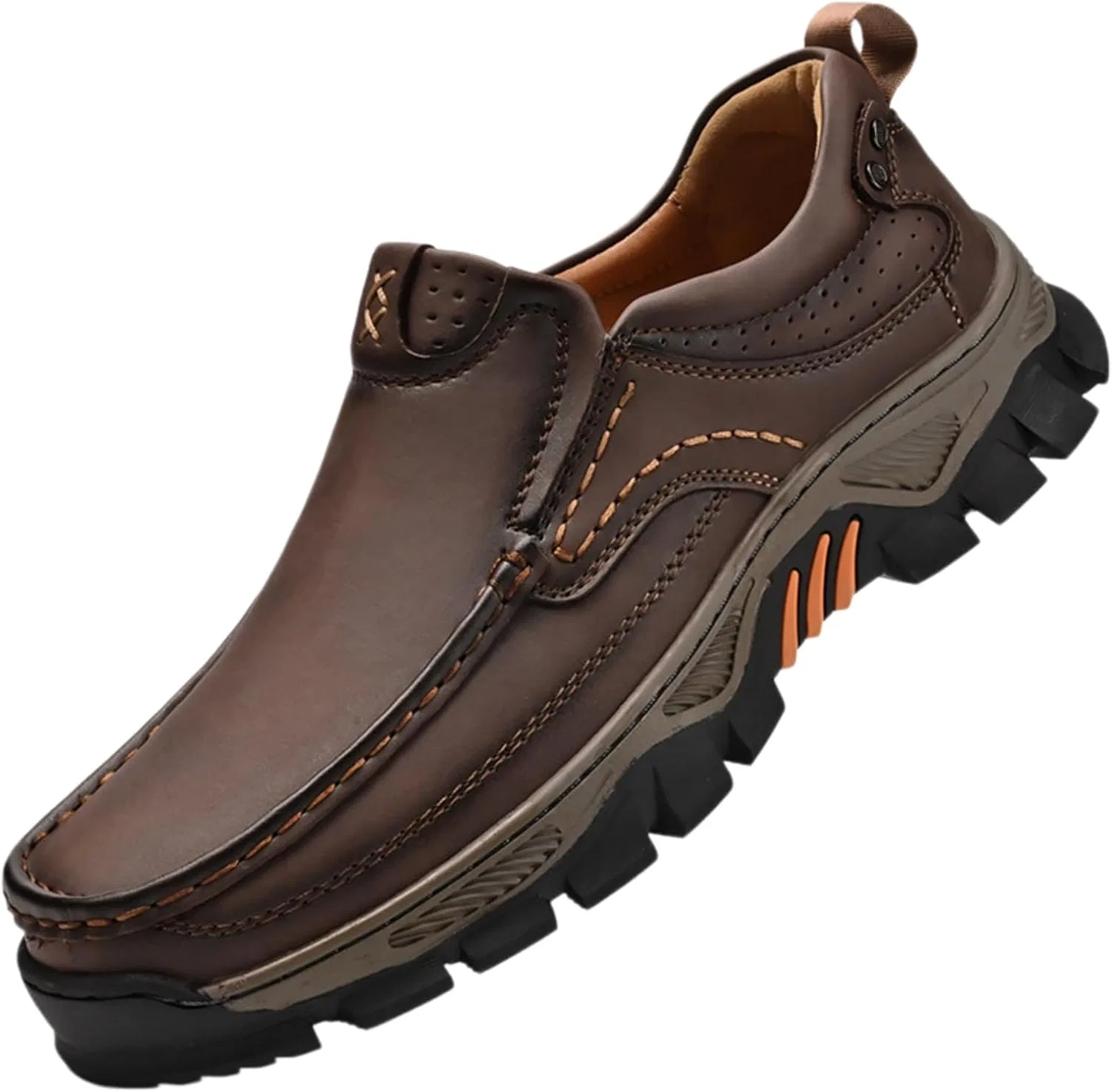Мокасины походные, кожаные, с ортопедической поддержкой, Dark Brown