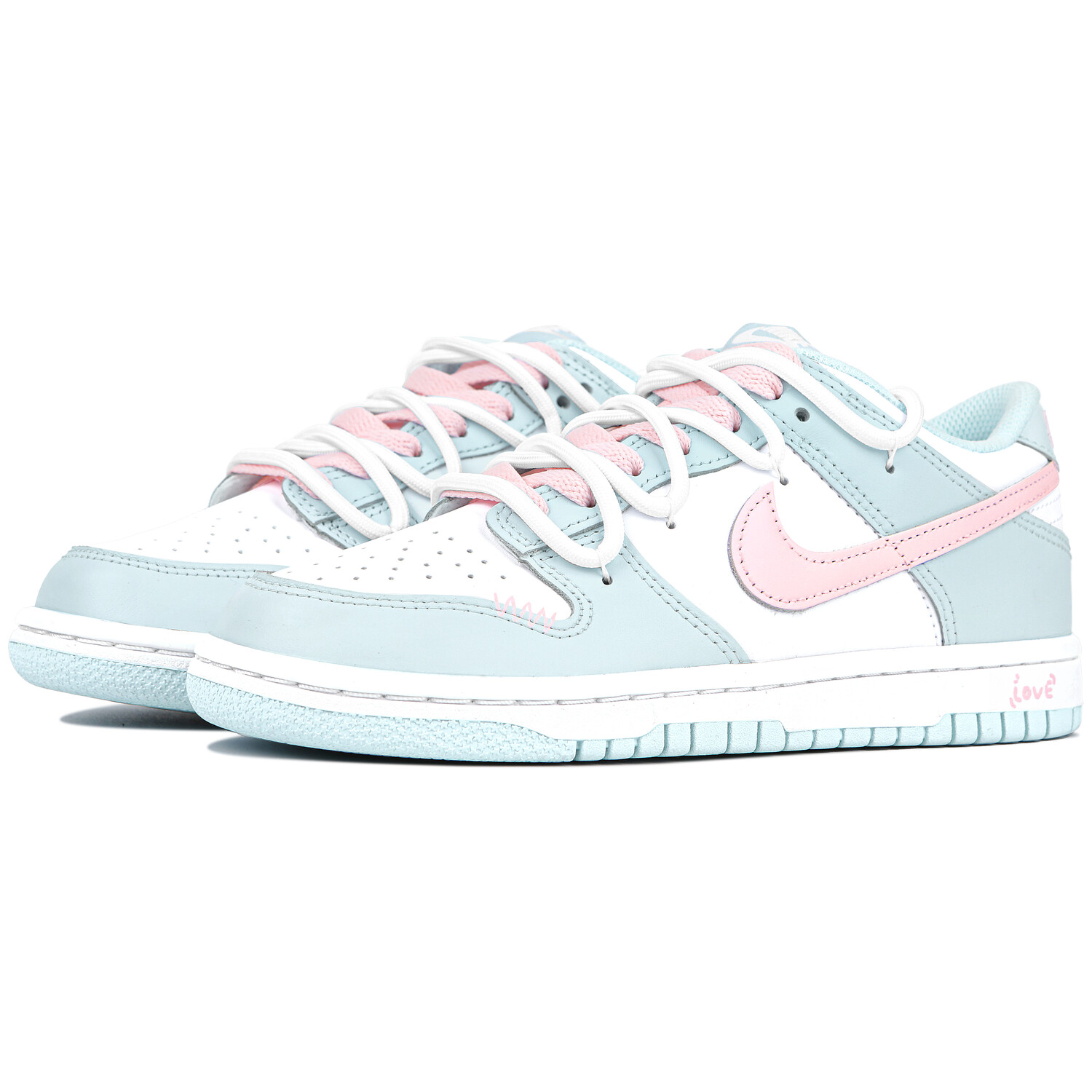 Кроссовки Nike Dunk Skateboarding Shoes Women's Low-top White/Blue/Pink, белый — фото 3