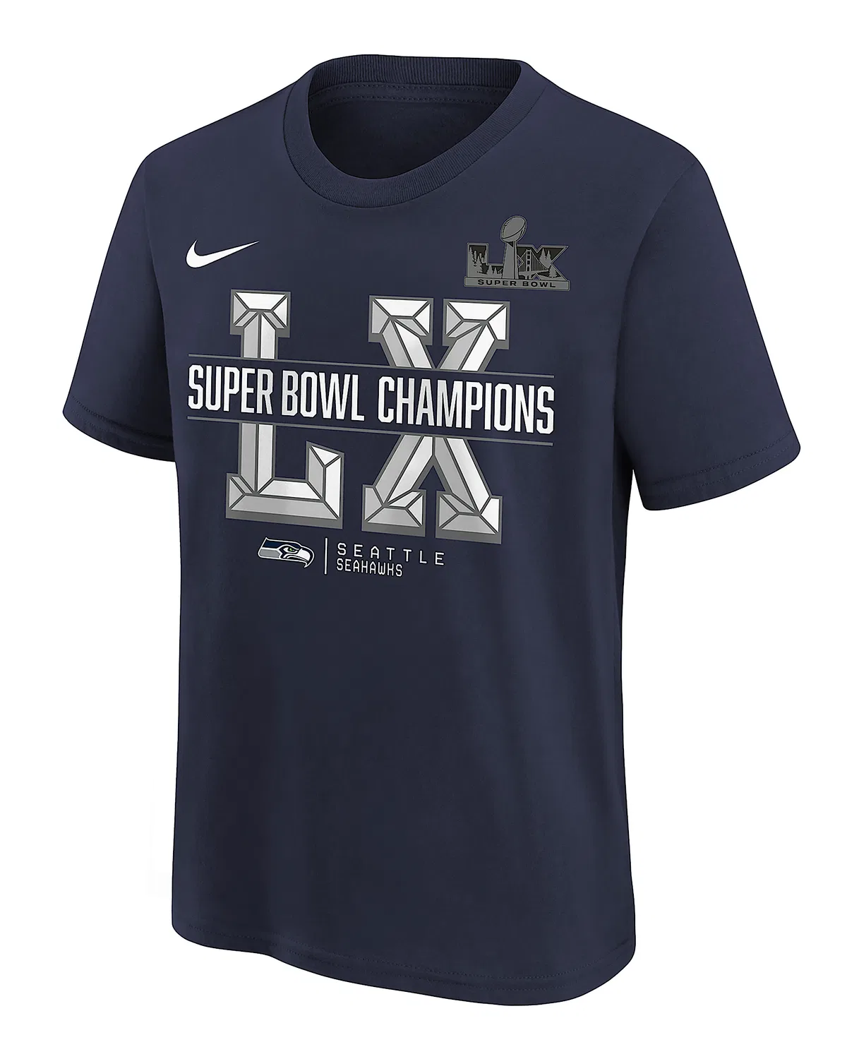 Детская футболка Nike NFL Seattle Seahawks Super Bowl LX Champions с длинным рукавом, Navy