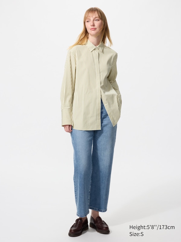 Длинная хлопковая рубашка Uniqlo, 33 khaki — фото 2