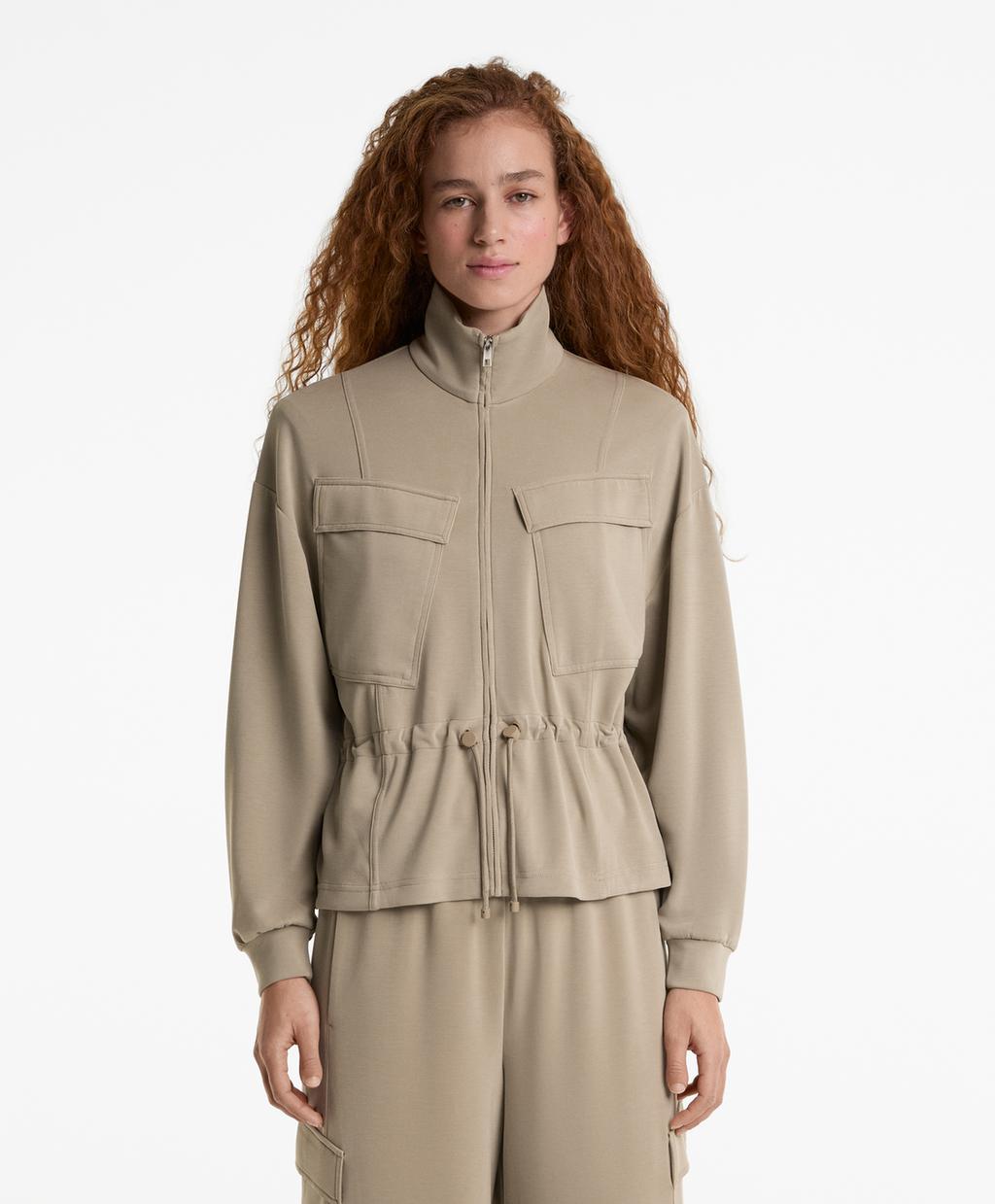 

Мягкая на ощупь куртка из модала с карманами Oysho, цвет Khaki-Grey