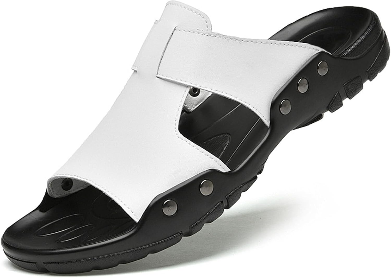 

Мужские кожаные шлепанцы BOTRENT с плоской подошвой, с открытым круглым носком, легкие, противоскользящие, без застежки, для лета, пляжа и отдыха на открытом воздухе, белый