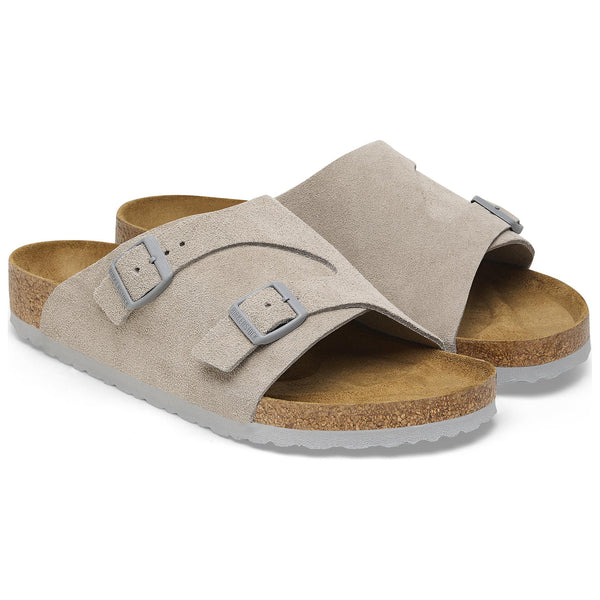 Тапочки zrich suede leather narrow fit sandals 'stone coin' Birkenstock, серый — фото 4