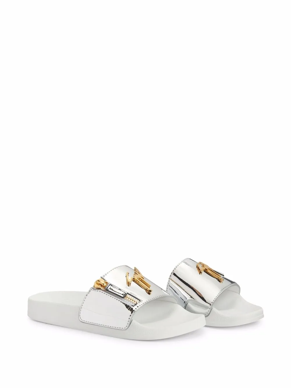 Шлепанцы Brett с логотипом Giuseppe Zanotti, серебяный — фото 2
