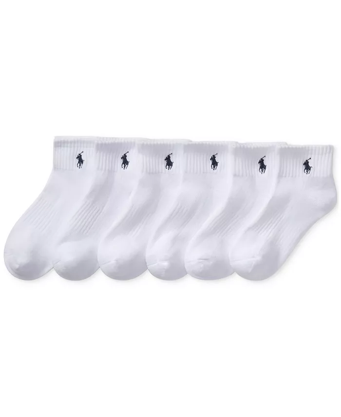 

Носки Little & Big Boys Solid Quarter Crew, 6 пар Polo Ralph Lauren, белый