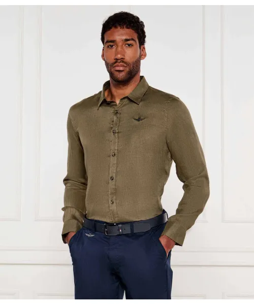 

Льняная рубашка Regular fit Aeronautica Militare, синий