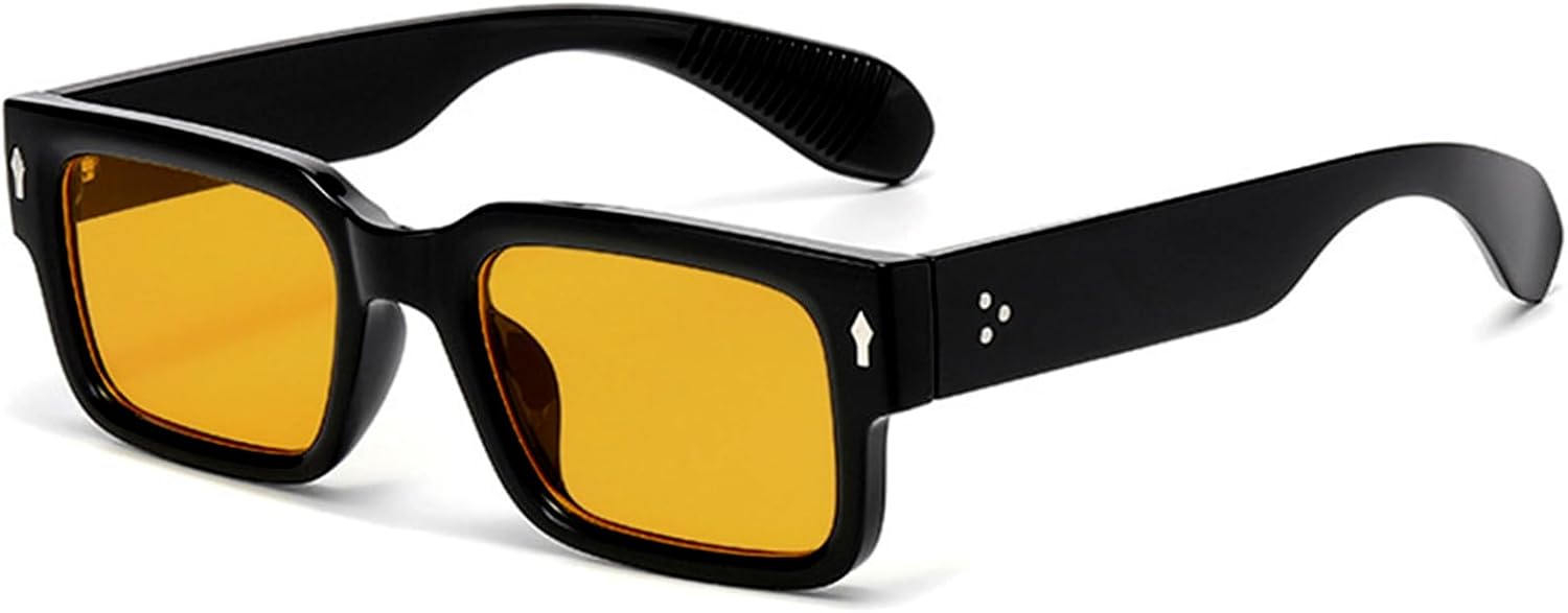 

Солнцезащитные очки EYLRIM в квадратной оправе для женщин и мужчин, модные массивные прямоугольные солнцезащитные очки черного цвета с защитой от УФ-излучения UV400, A18 Black/Orange