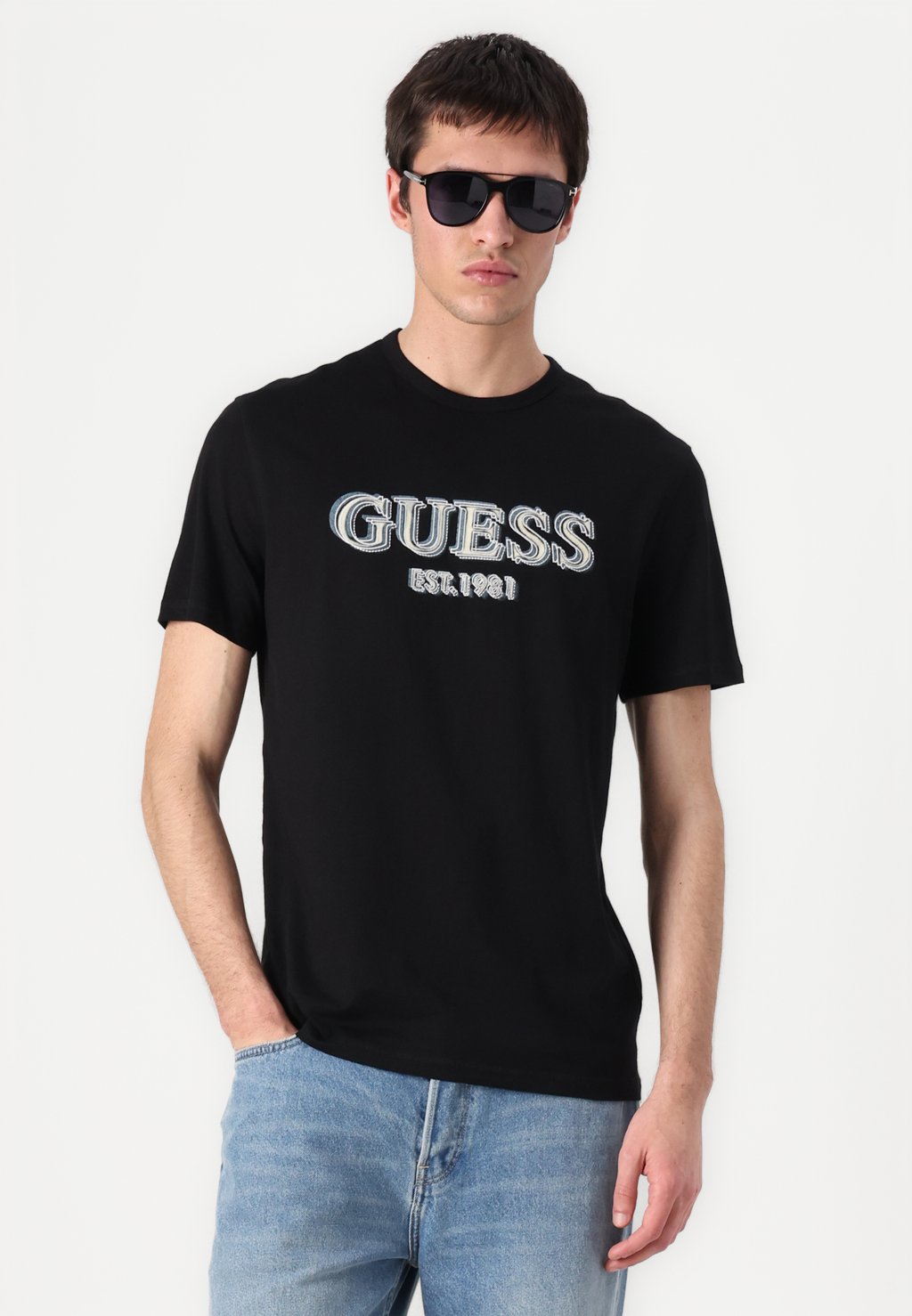 

Футболка с принтом LOGO TEE Guess, черный