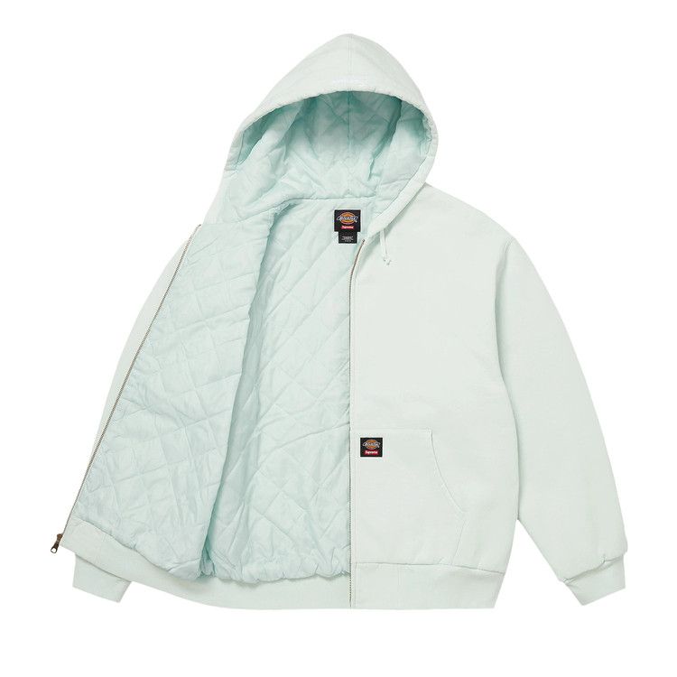 Толстовка Supreme x Dickies Quilted Lined Zip Up Hooded Sweatshirt, Pale Blue — фото 2