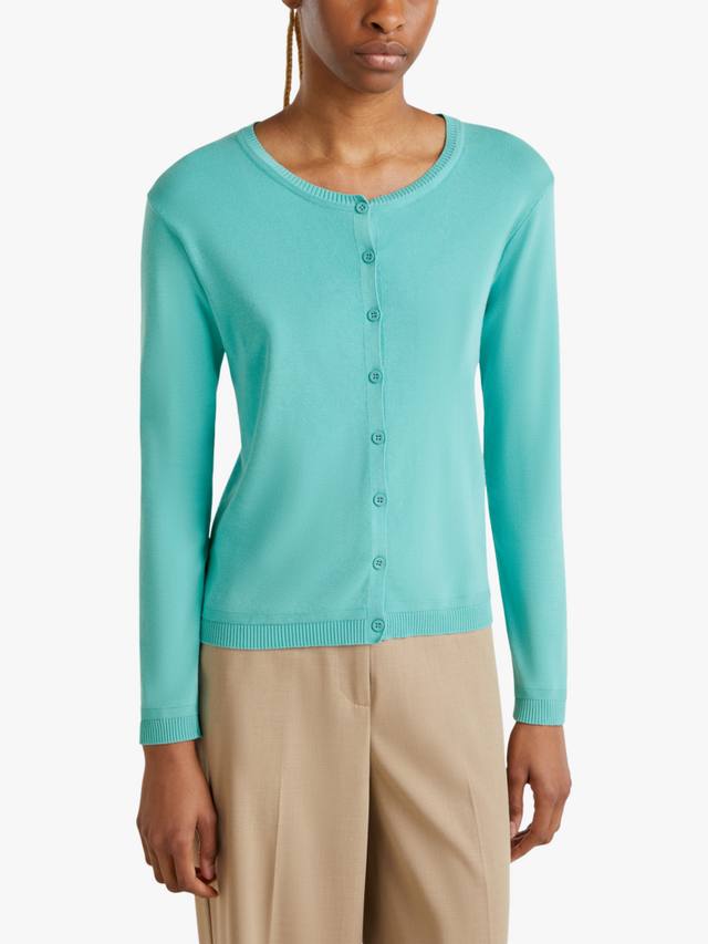 

Кардиган с круглым вырезом и длинным рукавом Benetton, цвет Teal Green